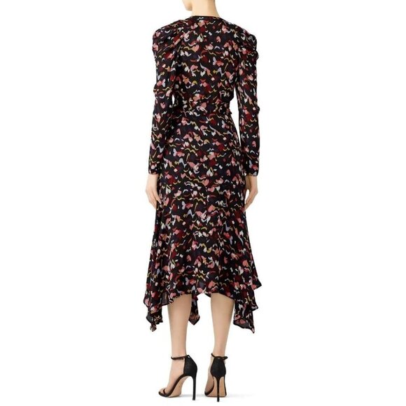 A.L.C Black Red Tianna Midi Wrap Dress $695 - Picture 4 of 11